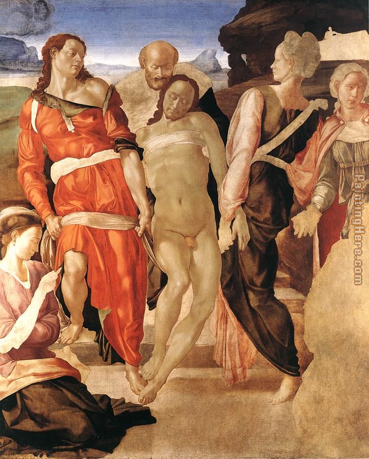 Entombment painting - Michelangelo Buonarroti Entombment art painting